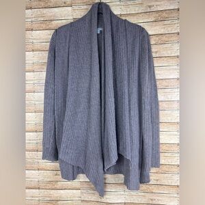 James Perse Tan Open Knit Cotton Linen Blend Waterfall Cardigan Size 2